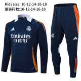 2024/25 Kids Real Madrid royal blue Half Pull  Training Suit