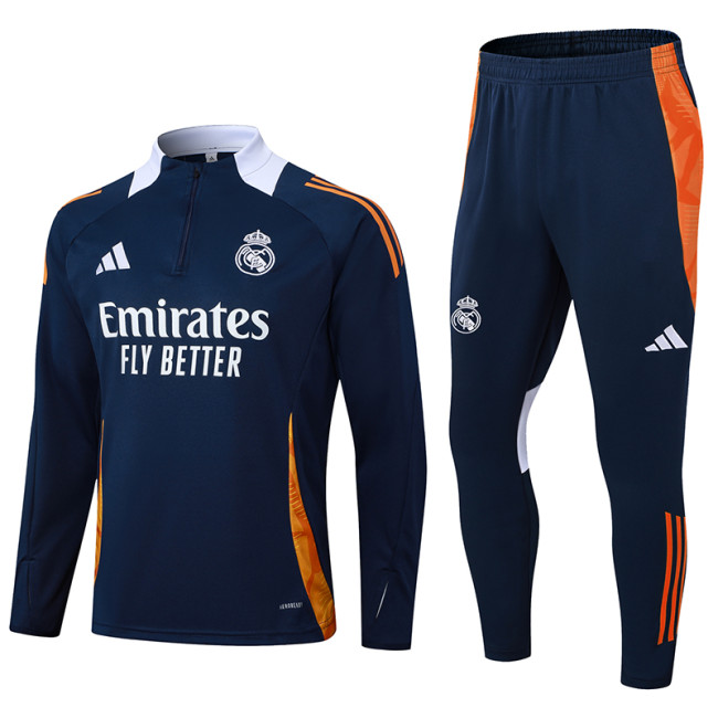 2024/25 Mens Real  Madrid royal blue Half-pull Training Suit