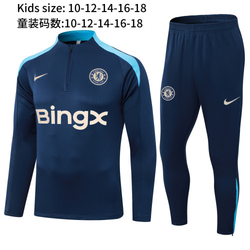 2024/25 Kids Chelsea royal blue Half-pull Training Suit