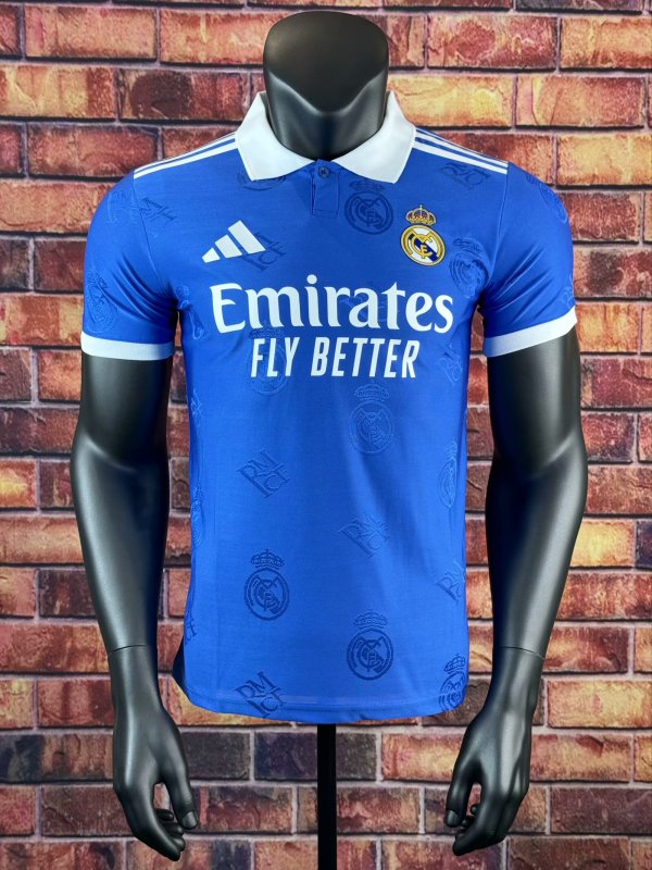 2025-26 Mens Real Madrid blue Player  Soccer Jersey