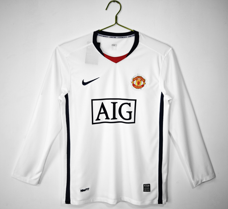 2008-09 Mens Manchester United white  Long Sleeve   away   Soccer Jersey