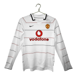 2003-04 Mens Manchester United white  Long Sleeve  Third away   Soccer Jersey