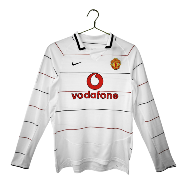 2003-04 Mens Manchester United white  Long Sleeve  Third away   Soccer Jersey