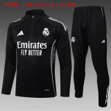 2024/25 Kids Real Madrid black Half Pull  Training Suit