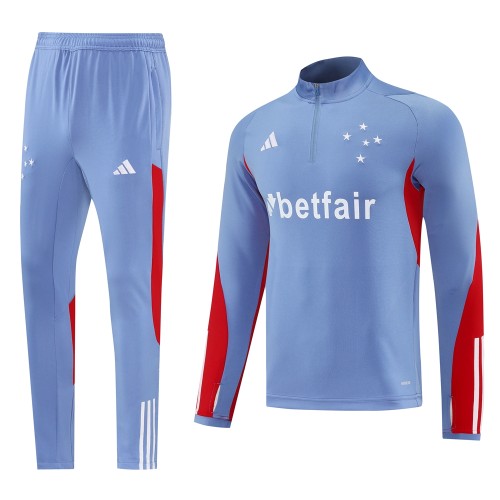 2025-26 Mens Cruzeiro  Blue Grey  Half-pull Tracksuit suit