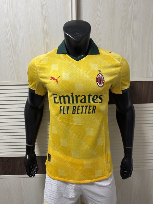 2025-26  Mens AC Milan Third away yellow  Player  Soccer Jersey