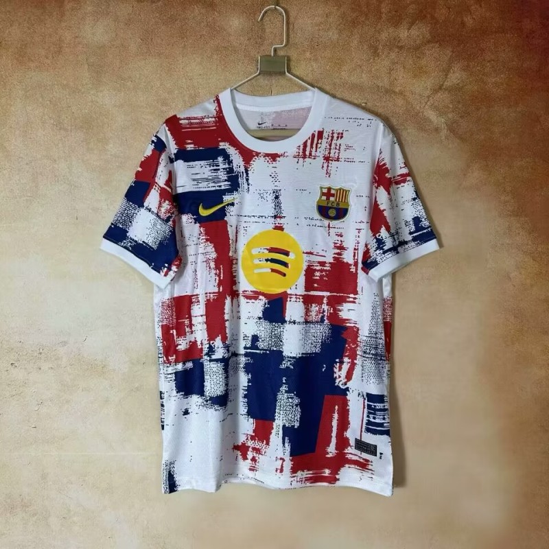 2025-26 Mens Barcelona Red Blue White  Special Edition  soccer Jersey