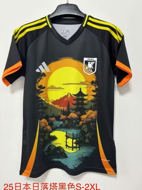 2025-26 Mens Japan Falling Tower Black soccer Jersey