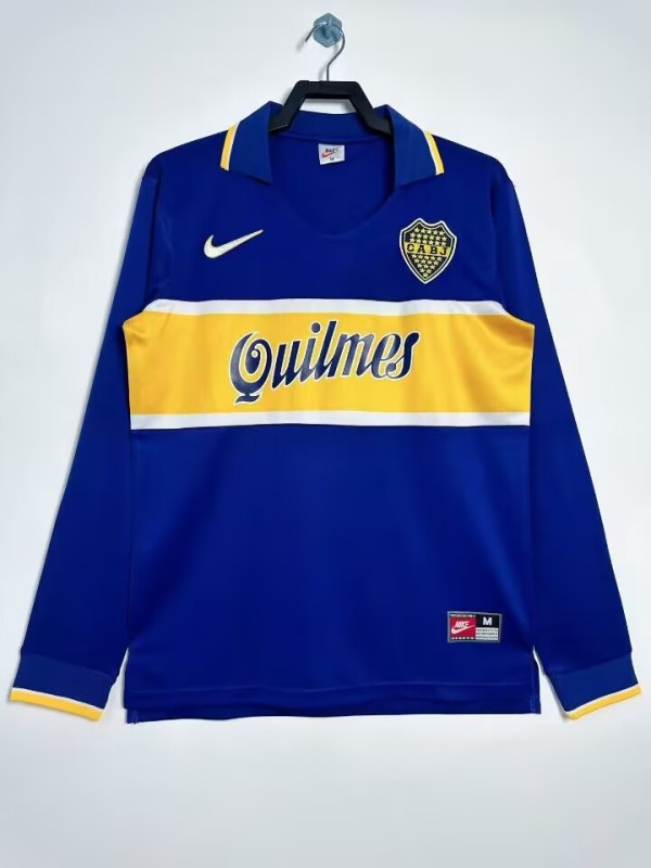 1996-97  Mens Boca Juniors blue  Home Retro  Long Sleeve  Soccer Jersey