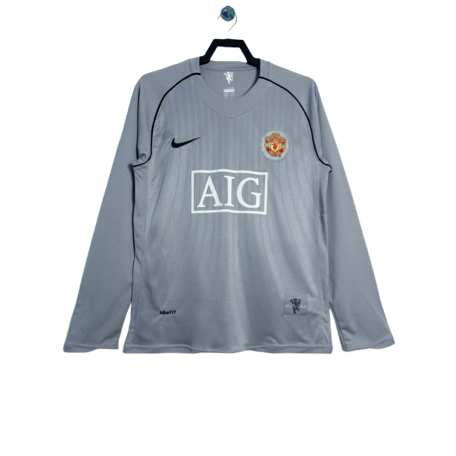 2007-08 Mens Manchester United grey Retro goalkeeper  Long Sleeve  Soccer Jersey