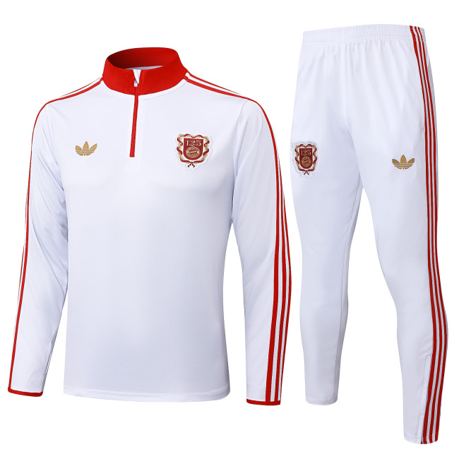 2025-26 Mens Bayern Munich White 125th Anniversary Edition Half-pull Training Suit