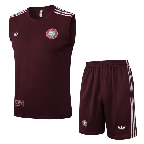 2025-26 Mens Bayern Munich Deep jujube red Vest short training