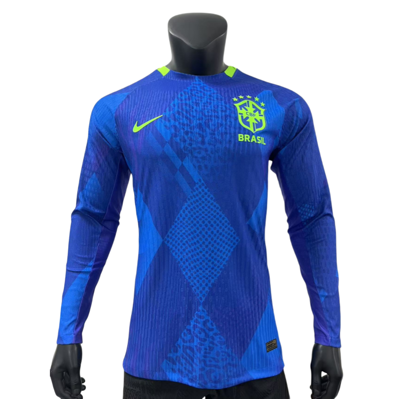 2025-26 Mens Brazil blue away  Player Long sleeve soccer jersey