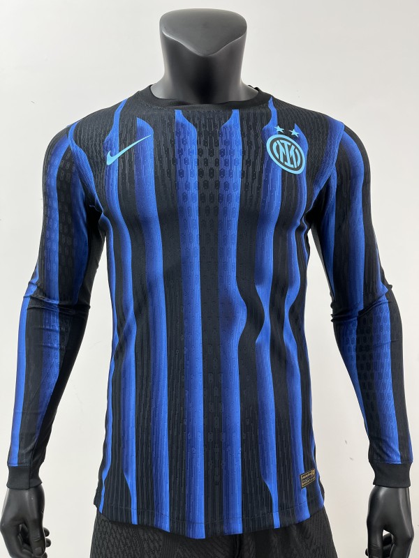 2025-26 Mens Inter Milan  Player Version blue  home Long sleeve  Jersey