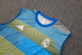 2025-26 Mens Real Madrid Blue green stripes vest Training Short Suit