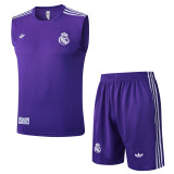 2025-26 Mens Real Madrid Purple Retro Edition Vest Short traning suit
