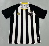 2526 Mens  Santos away Black and white soccer jersey