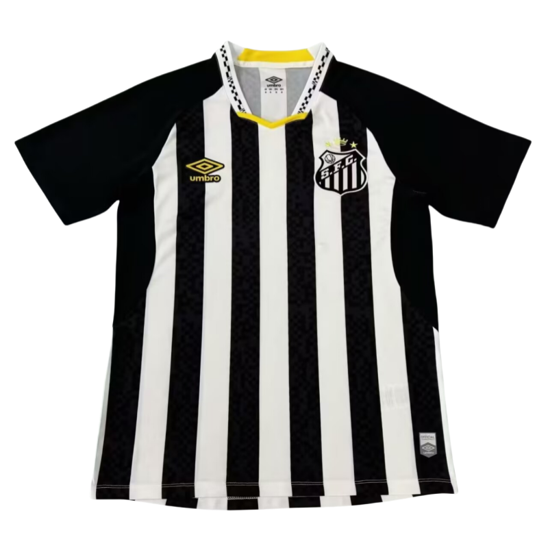 2526 Mens  Santos away Black and white soccer jersey
