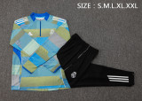 2024/25 Mens Real  Madrid Blue green stripe inkje  Half-pull Training Suit