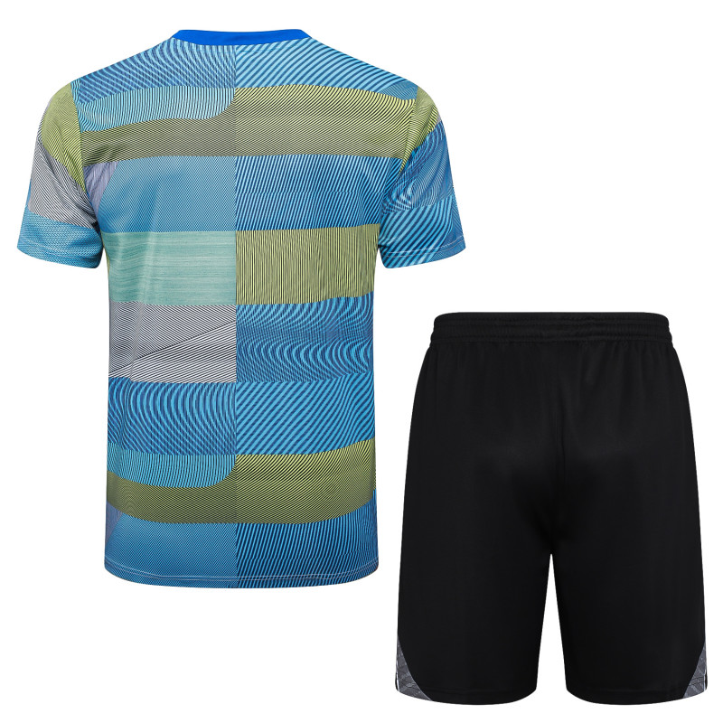 2025-26 Mens  Real Madrid  Blue green stripe inkjet  Training Short Suit
