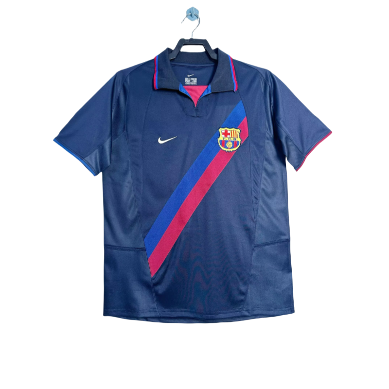 2002-03 Mens Barcelona black Retro Third  away Soccer Jersey
