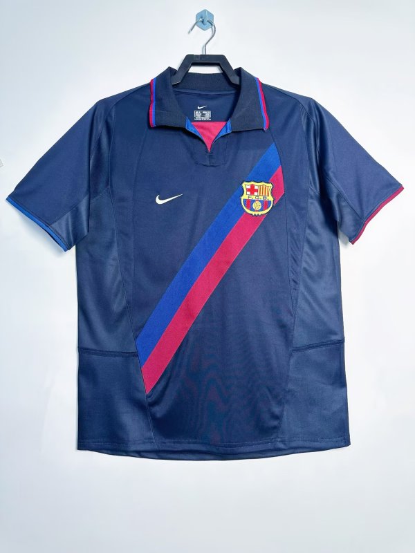 2002-03 Mens Barcelona black Retro Third  away Soccer Jersey
