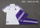 2025-26 Mens Real Madrid Polo  white Retro version Short traning suit