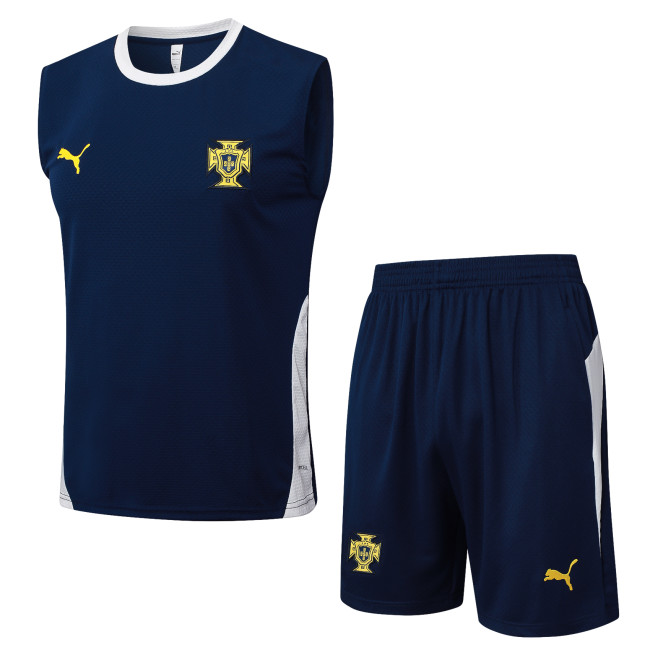 2025-26 Mens Portugal royal blue Vest Short traning suit