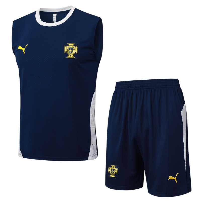 2025-26 Mens Portugal royal blue Vest Short traning suit