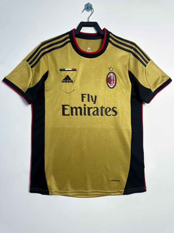 2013-14 Mens AC Milan Retro yellow  Away Soccer Jersey