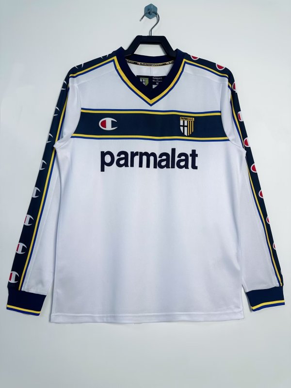 2002-03Mens  Parma Calcio  white  Retro away  Jersey Long Sleeve