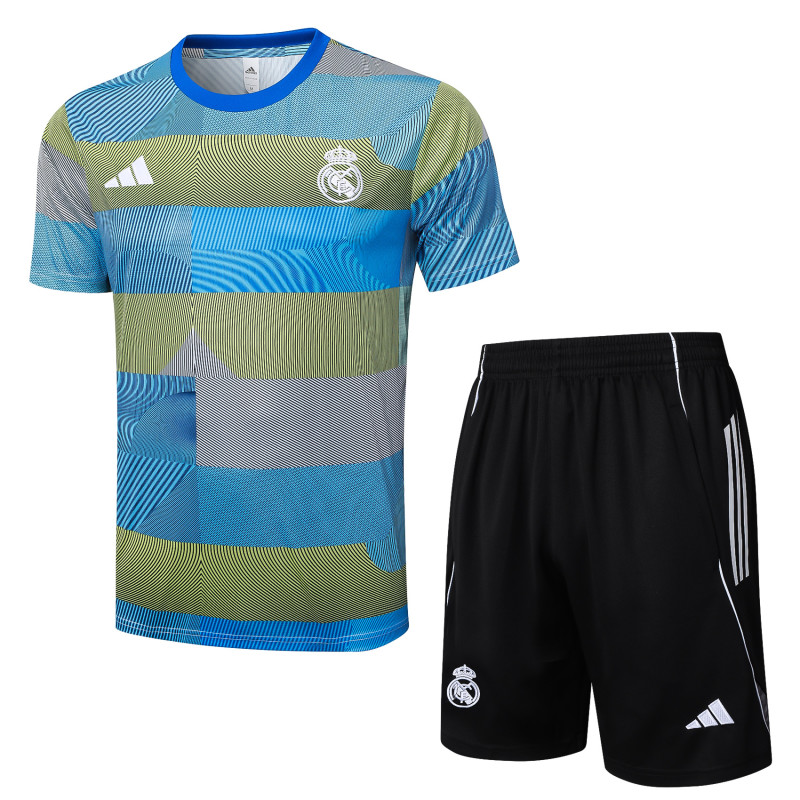 2025-26 Mens  Real Madrid  Blue green stripe inkjet  Training Short Suit