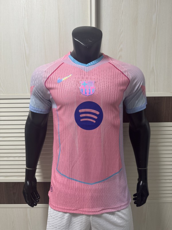 2025-26 Mens Barcelona Pink Special Edition  Player  soccer jersey