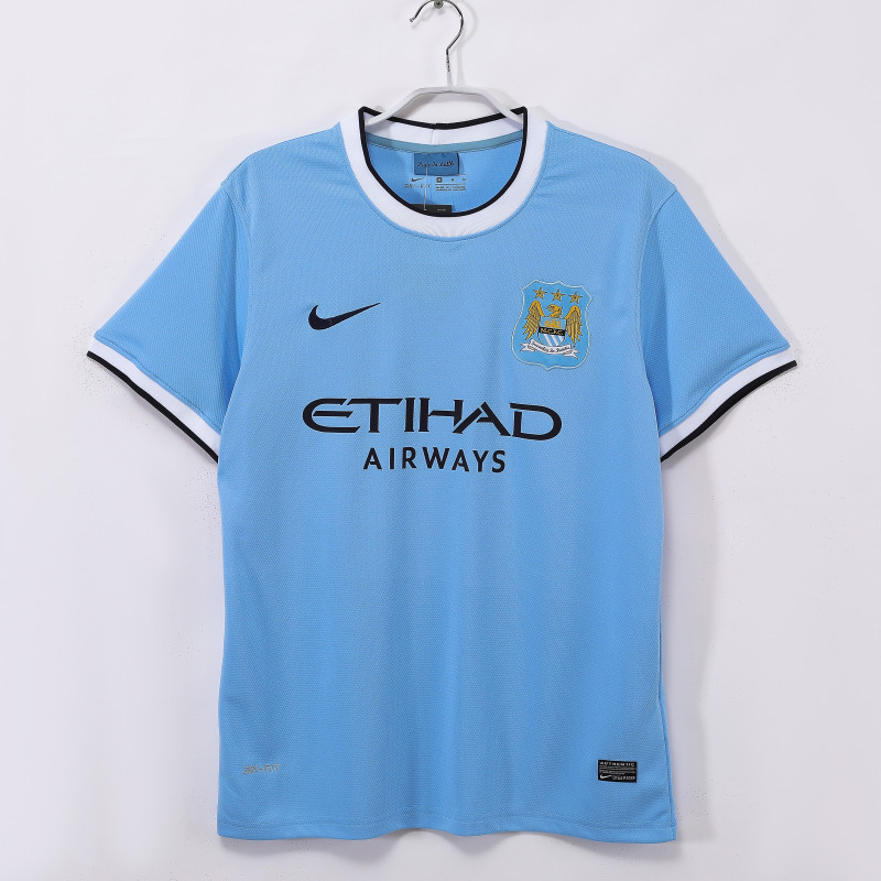 2013-14Mens Retro Manchester City blue home soccer Jersey