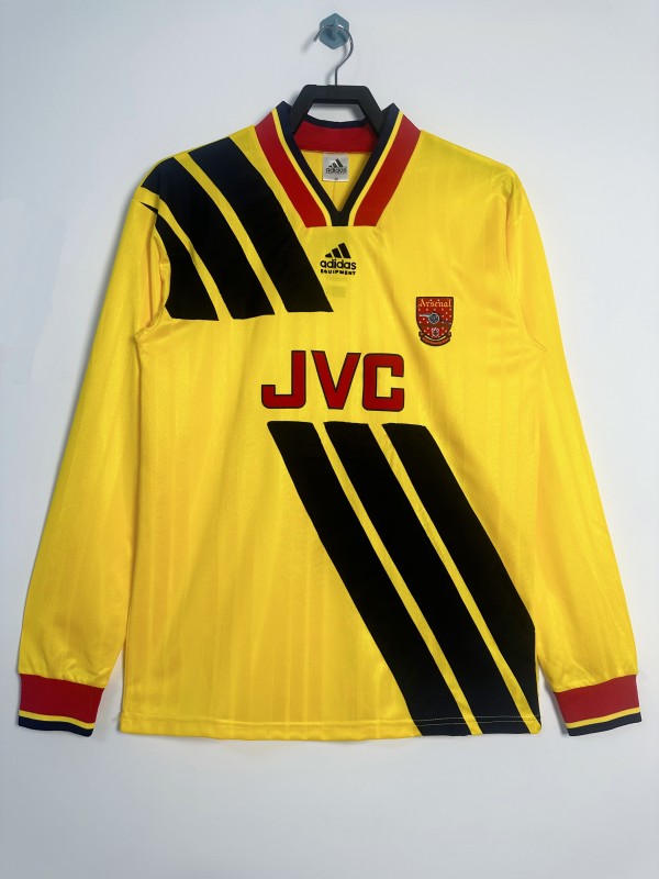 1993-94 Retro Arsenal home Jersey Mens yellow Long sleeve