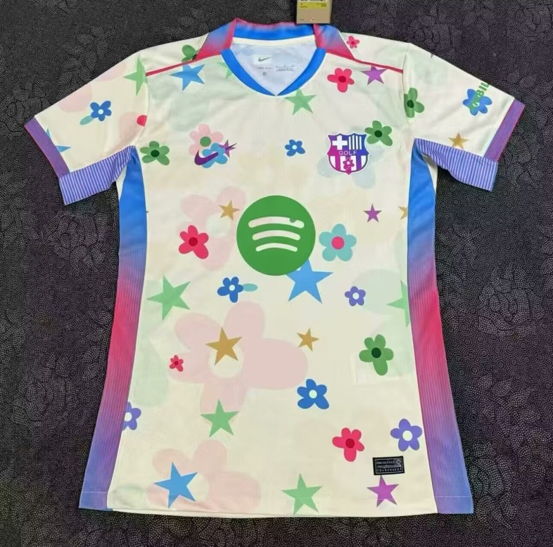 2025-26 Mens  Barcelona Patterned golf  Soccer jersey
