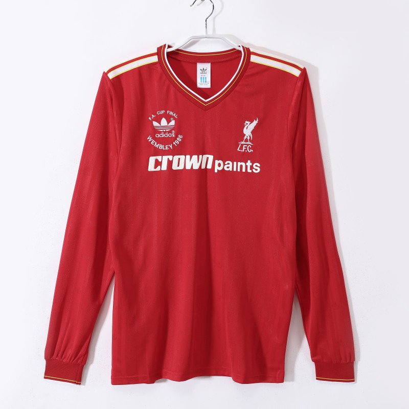 1986-87 Mens Retro Liverpool red home Long Sleeve Jersey