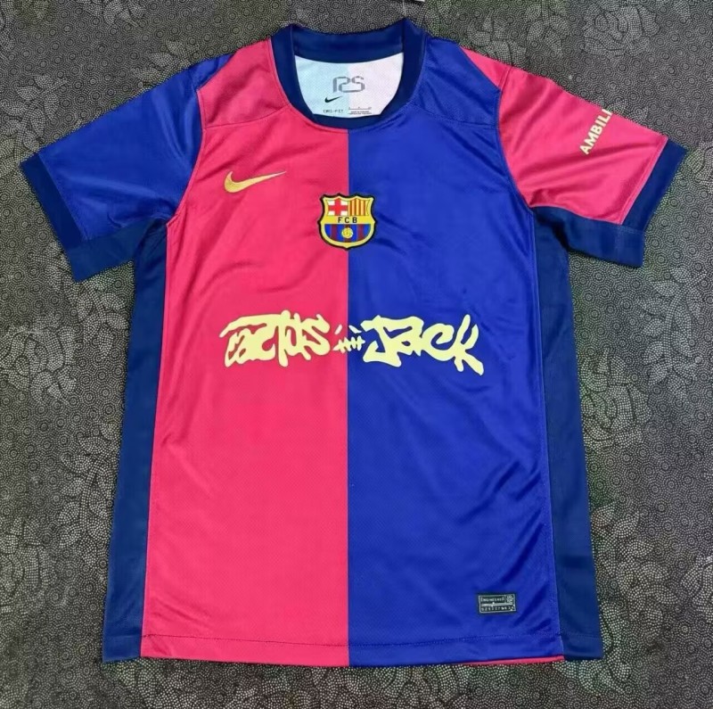 2024-25 Mens  Barcelona Home  red blue Soccer Jersey