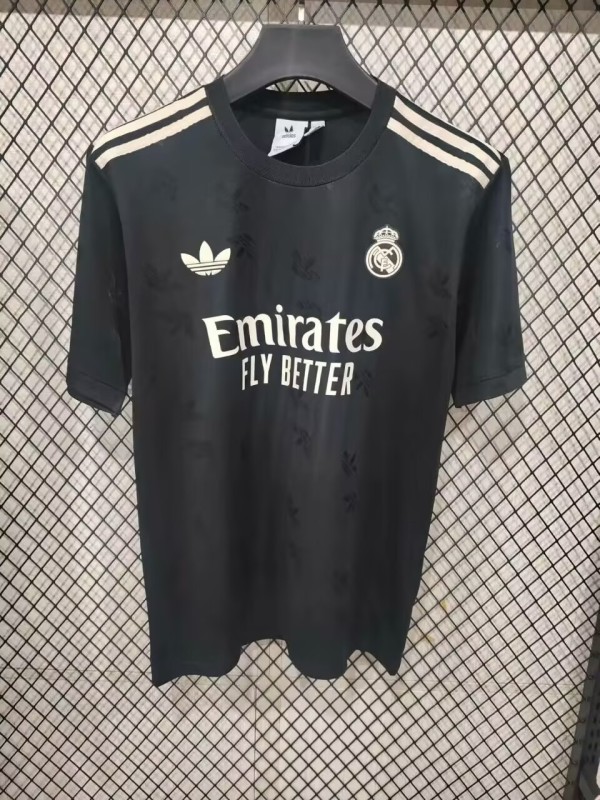 2025-26 Mens Real Madrid  black  threeleaf Special Edition soccer jersey