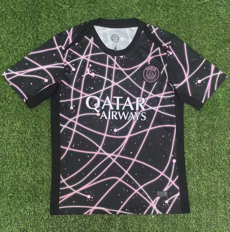 2025-26 Mens PSG black Pre match training uniform Jersey
