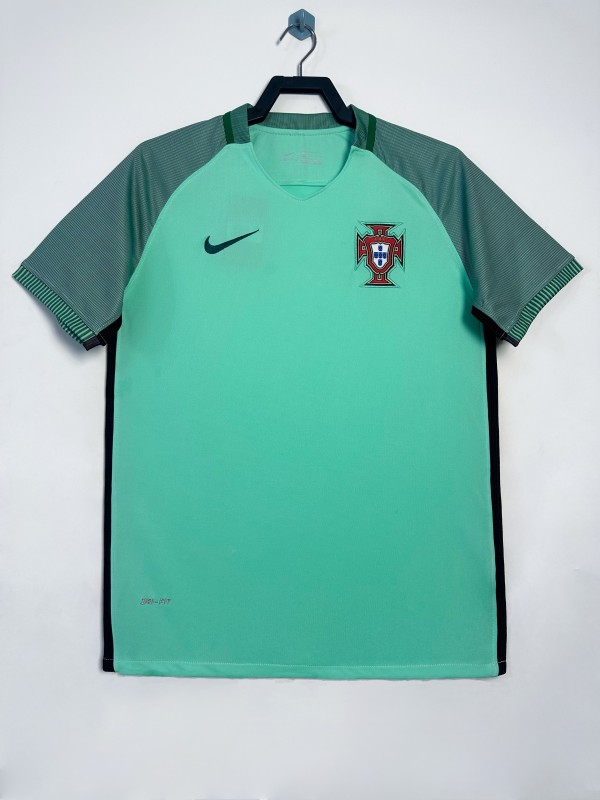 2016 Mens Portugal  Retro  green  Away soccer  Jersey