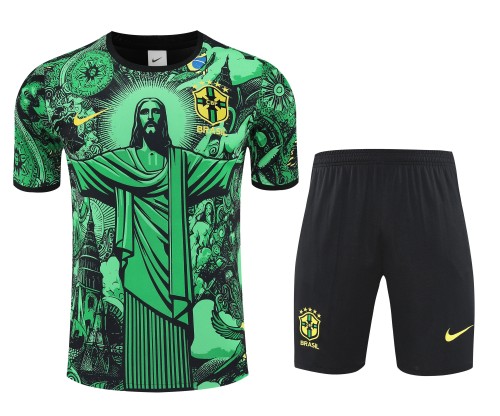 2025-26 Mens Brazil  green Short Training Suit