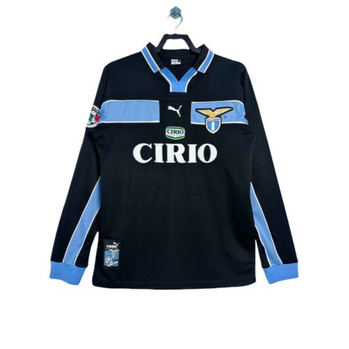 1998-1999 Mens Lazio away black  Long Sleeve Retro Soccer Jersey