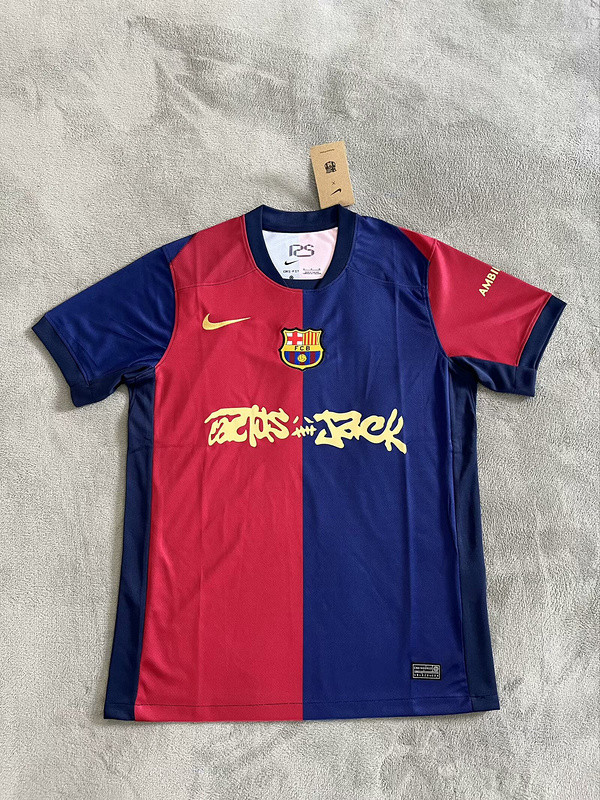 2024-25 Mens  Barcelona Home New Advertising red blue Soccer Jersey