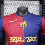 24-25 Mens Barcelona Home New Advertising Player Version Soccer Jersey