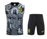 2025-26 Mens Brazil grey  vest  Short Training Suit
