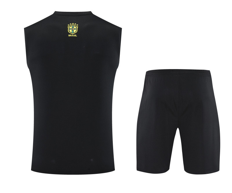 2025-26 Mens Brazil yellow  vest  Short Training Suit