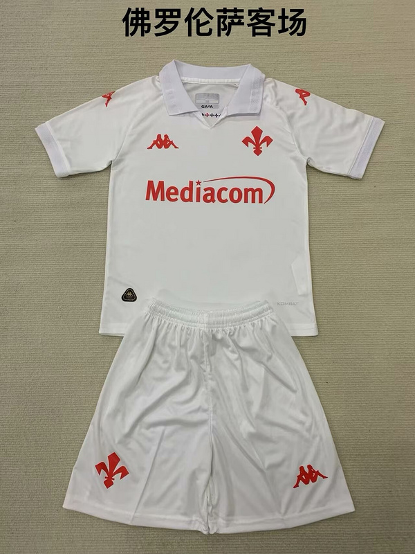 2024-25kids ACF Fiorentina white Away soccer Jersey