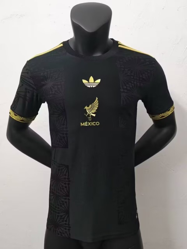 2025-26 Mens Mexico black Special  Edition Player Long Sleeve Soccer Jersey