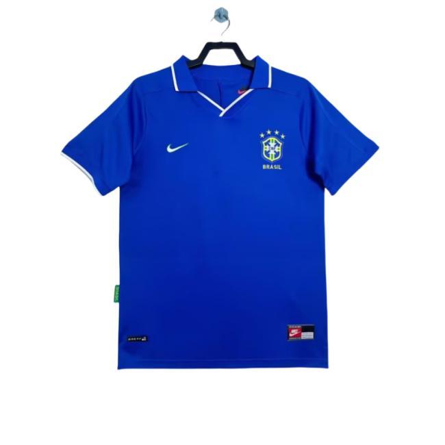1997Mens Brazil Retro Away blue soccer Jersey